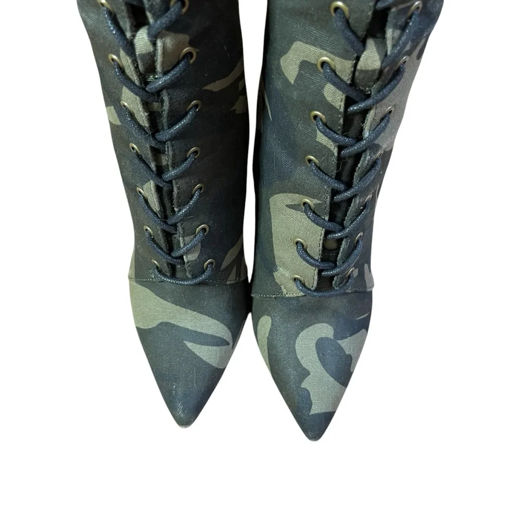 Over The Knee Camo Heels Lace Up‎ Boots | Clubwear Statement Shoes